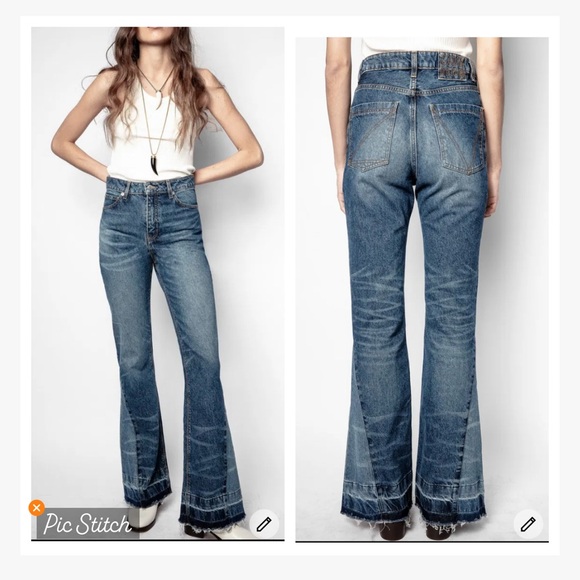 Zadig & Voltaire Jane B Flare Raw Hem Jeans - Picture 1 of 11